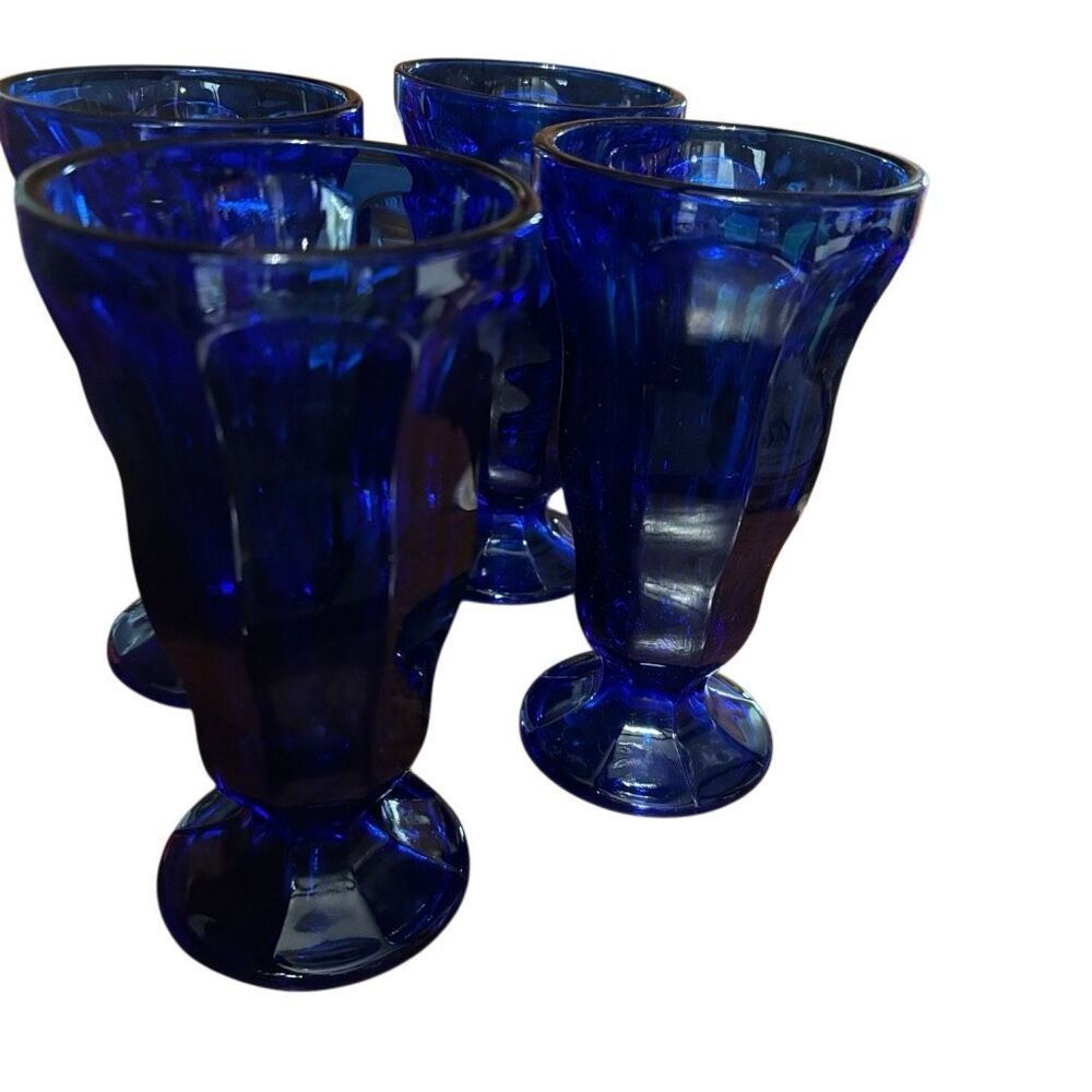 4 Cobalt Blue Anchor Hocking Parfait Glasses